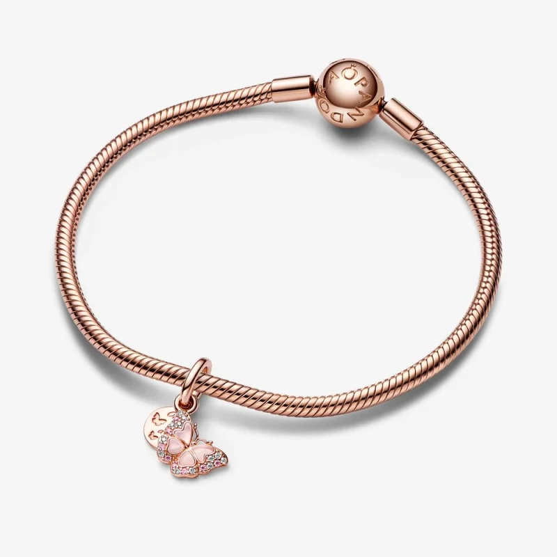 (Bild für) PANDORA Doppel-Anhänger mit rosa Schmetterling und Zitat - 782555C01 - Ansicht 4