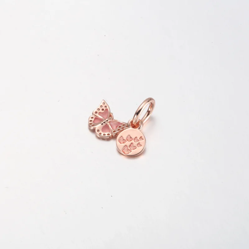 (Bild für) PANDORA Doppel-Anhänger mit rosa Schmetterling und Zitat - 782555C01 - Ansicht 6