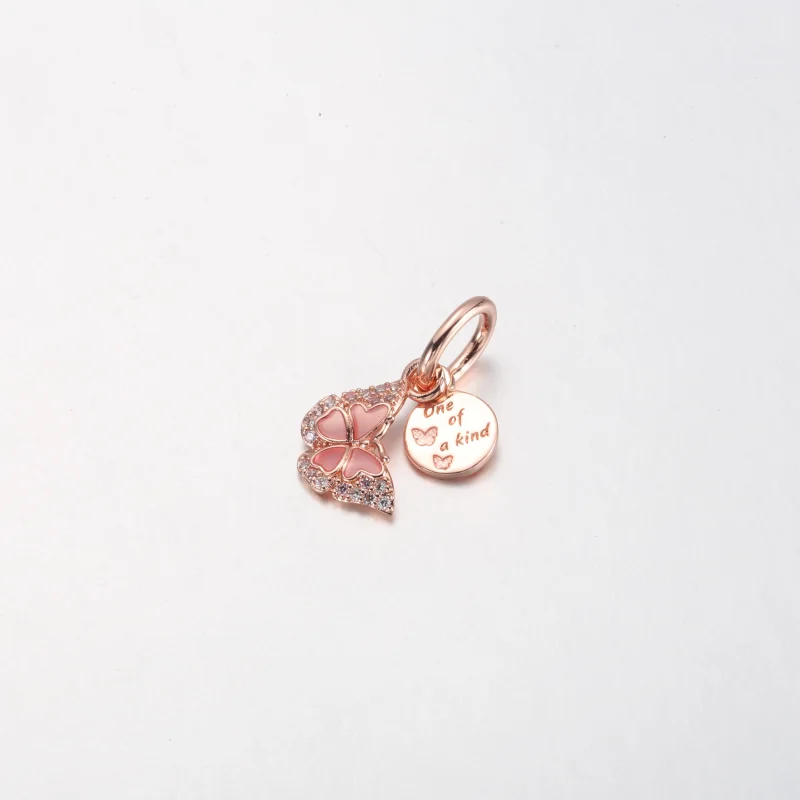 (Bild für) PANDORA Doppel-Anhänger mit rosa Schmetterling und Zitat - 782555C01 - Ansicht 8