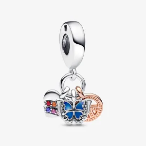 (Bild für) PANDORA Dreifach-Anhänger mit zweifarbigem Regenbogenherz, Schmetterling und Frieden - 782572C01