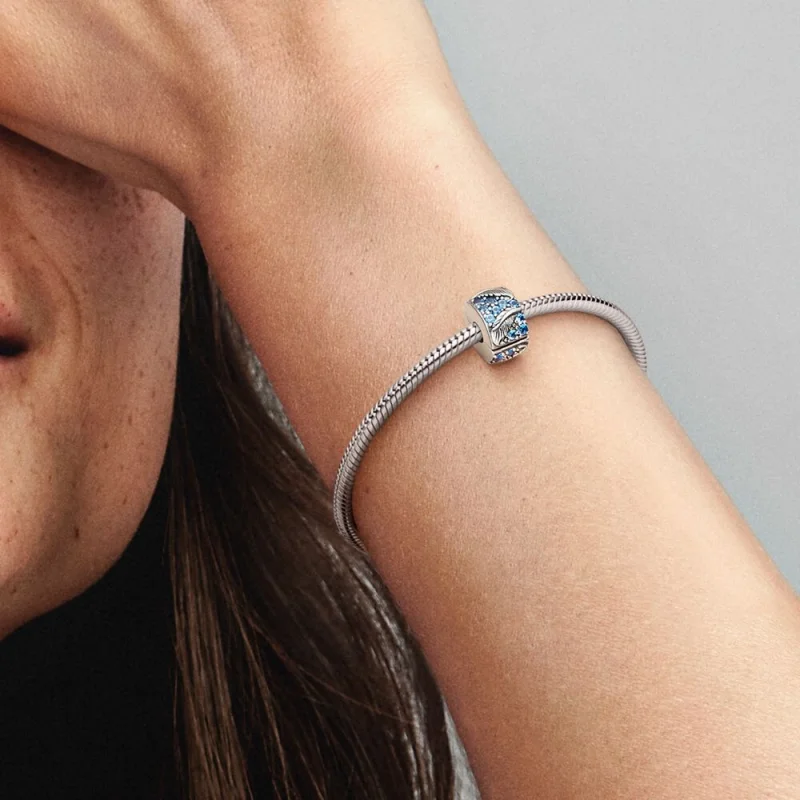 (Bild für) PANDORA gebogener Feder- und Pavé-Clip-Charm - 792552C01 - Ansicht 3