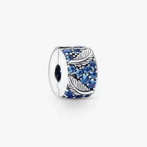 (Bild für) PANDORA gebogener Feder- und Pavé-Clip-Charm - 792552C01