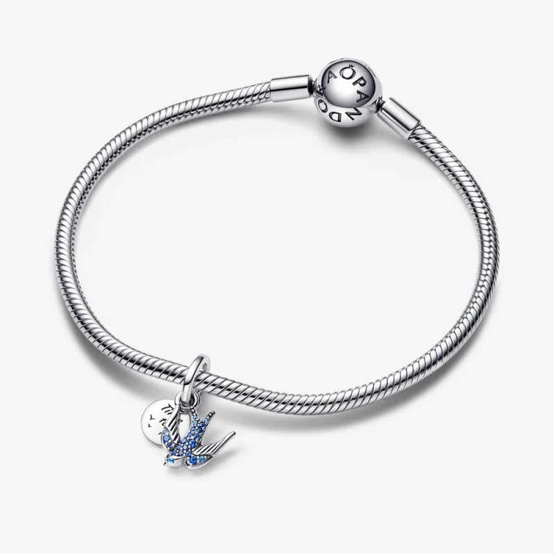(Bild für) PANDORA Sparkling Swallow & Quote Double Dangle Charm - 792570C01 - Ansicht 4