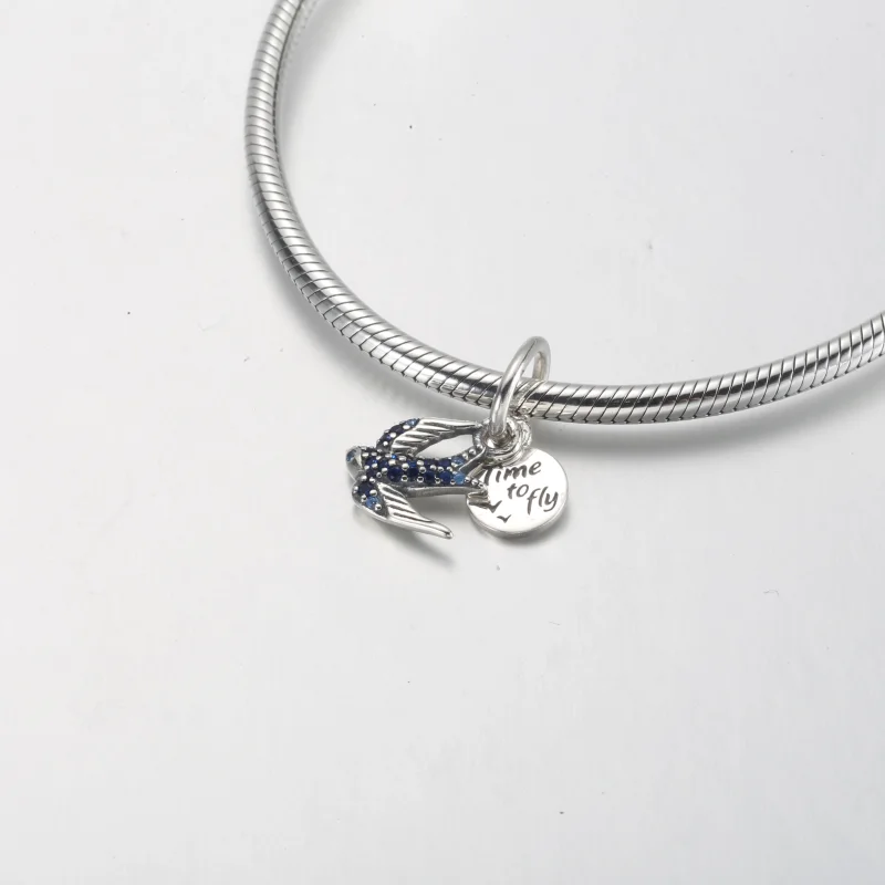 (Bild für) PANDORA Sparkling Swallow & Quote Double Dangle Charm - 792570C01 - Ansicht 7