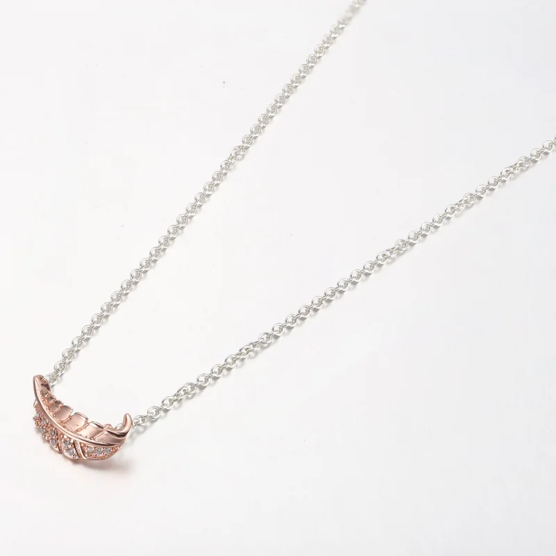 (Bild für) PANDORA zweifarbige schwebende, gebogene Feder-Collier-Halskette - 382575C01-45 - Ansicht 2