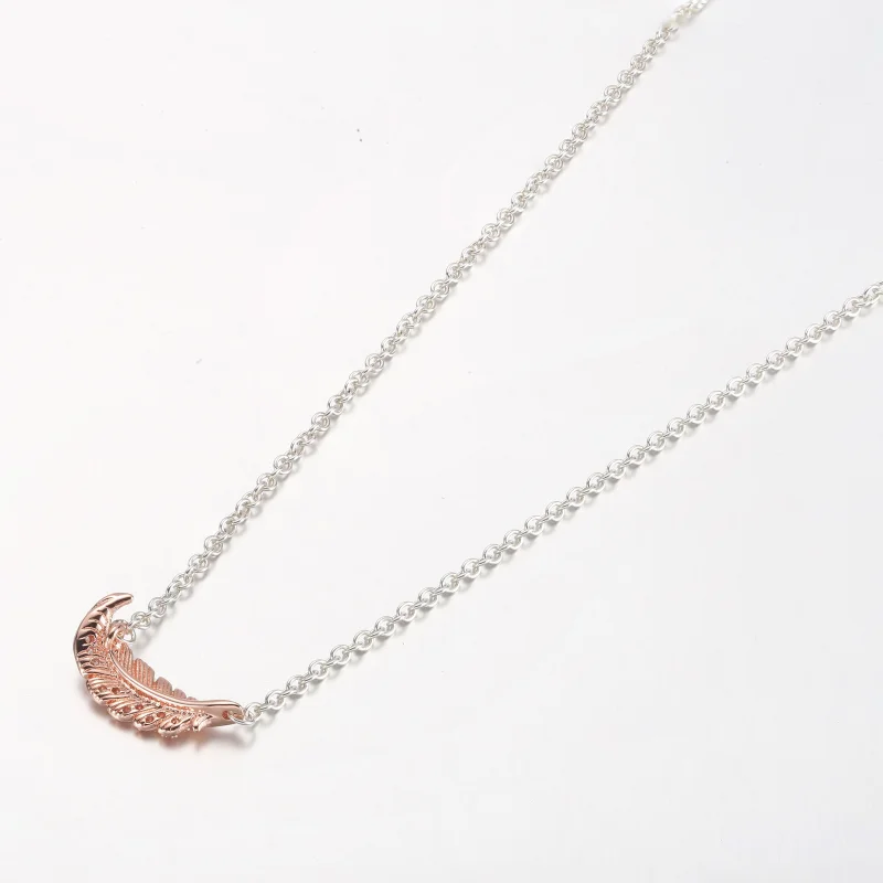 (Bild für) PANDORA zweifarbige schwebende, gebogene Feder-Collier-Halskette - 382575C01-45 - Ansicht 3