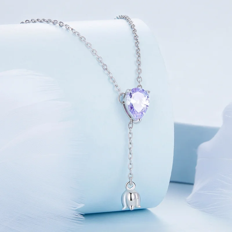 (Bild für) Amethyst-Halskette im Pandora-Stil - BSN271 - Ansicht 2