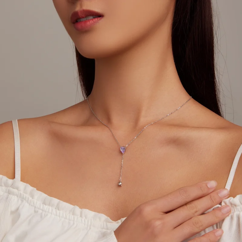 (Bild für) Amethyst-Halskette im Pandora-Stil - BSN271 - Ansicht 6