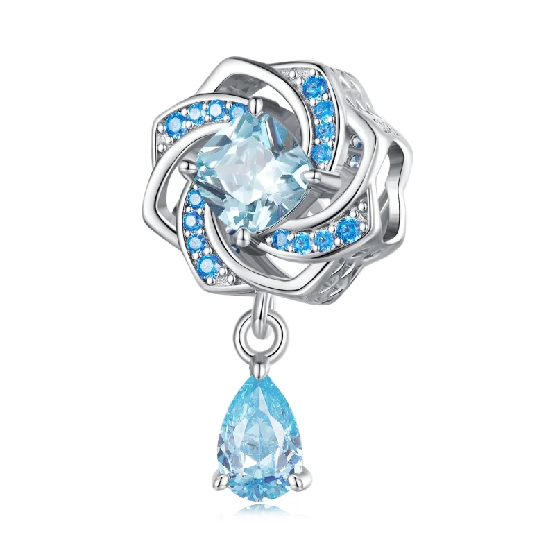(Bild für) Blauer baumelnder Charm im Pandora-Stil - BSC751 - Ansicht 3