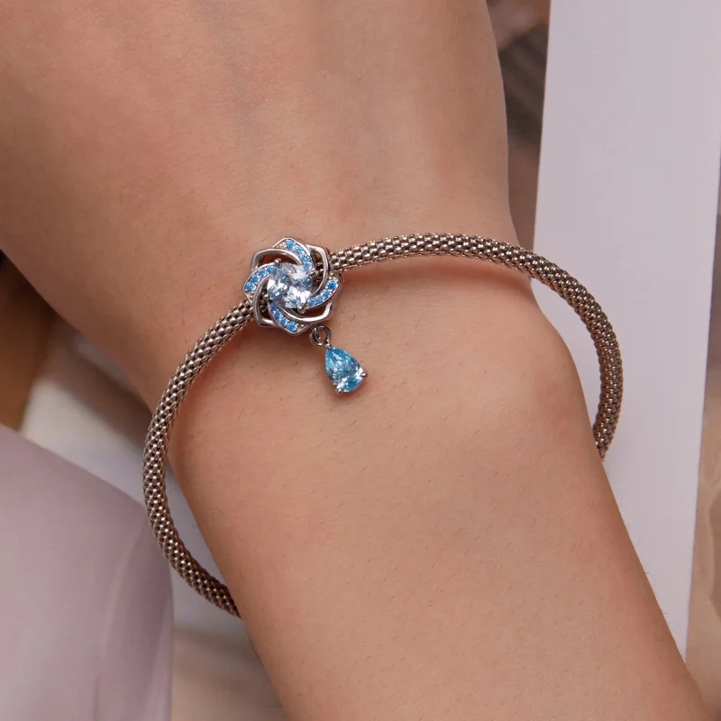 (Bild für) Blauer baumelnder Charm im Pandora-Stil - BSC751 - Ansicht 4