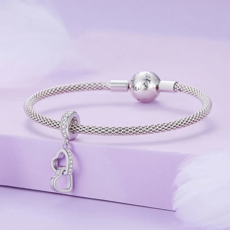 (Bild für) Charm mit verschlungenen Herzen im Pandora-Stil - SCC2455 - Ansicht 3