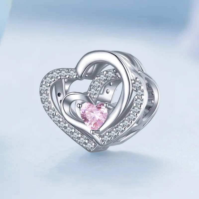 (Bild für) Doppelherz-Charm im Pandora-Stil - BSC695 - Ansicht 2