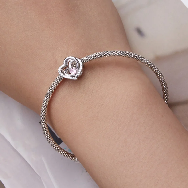 (Bild für) Doppelherz-Charm im Pandora-Stil - BSC695 - Ansicht 6