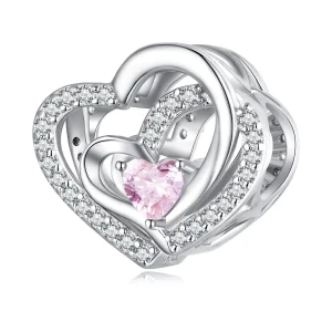 (Bild für) Doppelherz-Charm im Pandora-Stil - BSC695
