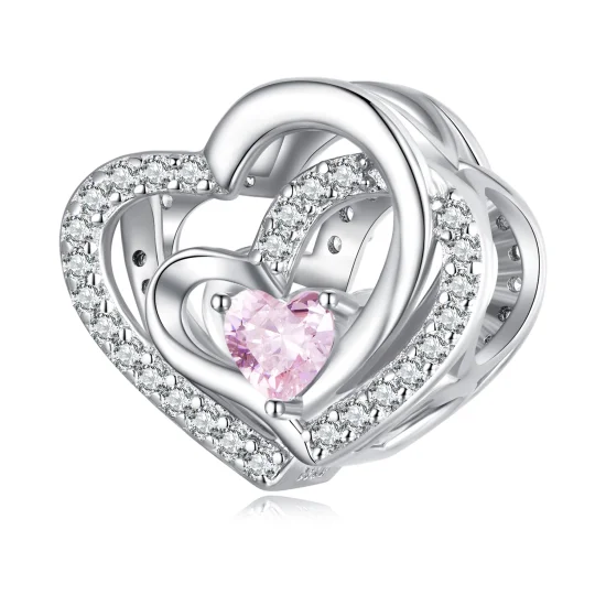 (Bild für) Doppelherz-Charm im Pandora-Stil - BSC695