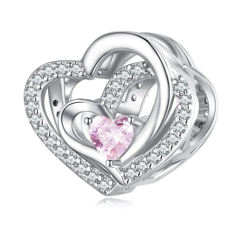 (Bild für) Doppelherz-Charm im Pandora-Stil - BSC695