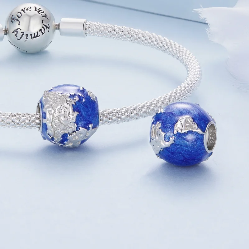 (Bild für) Globus-Charm im Pandora-Stil - BSC846 - Ansicht 4