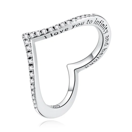 (Bild für) Herz-Wunschknochen-Ring im Pandora-Stil - SCR856