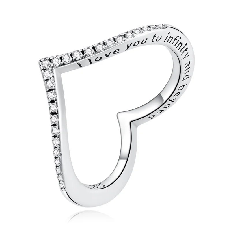 (Bild für) Herz-Wunschknochen-Ring im Pandora-Stil - SCR856