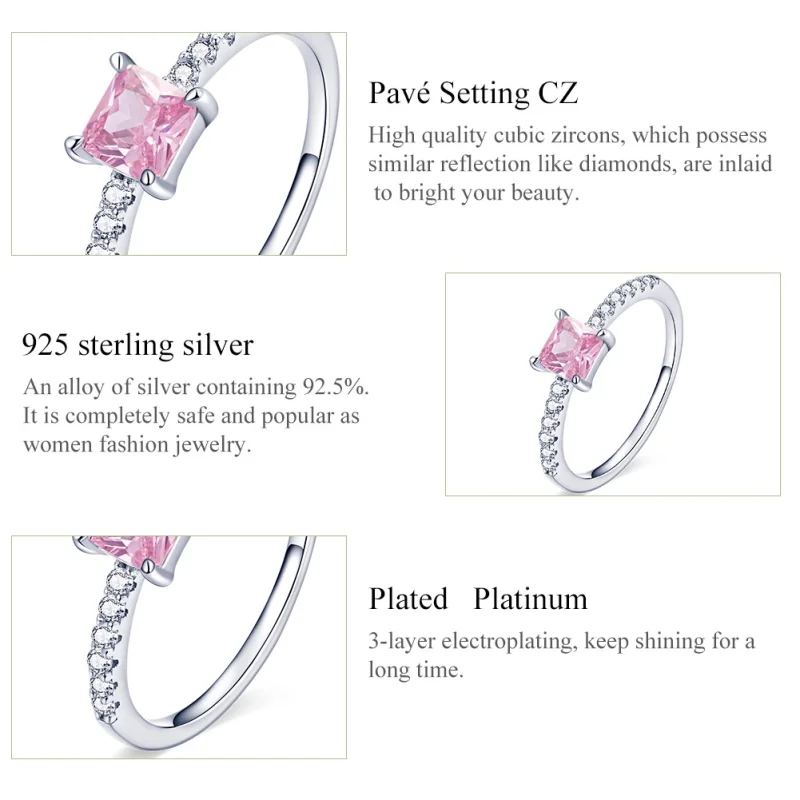 (Bild für) Quadratischer glitzernder Halo-Ring im Pandora-Stil - BSR191 - Ansicht 4
