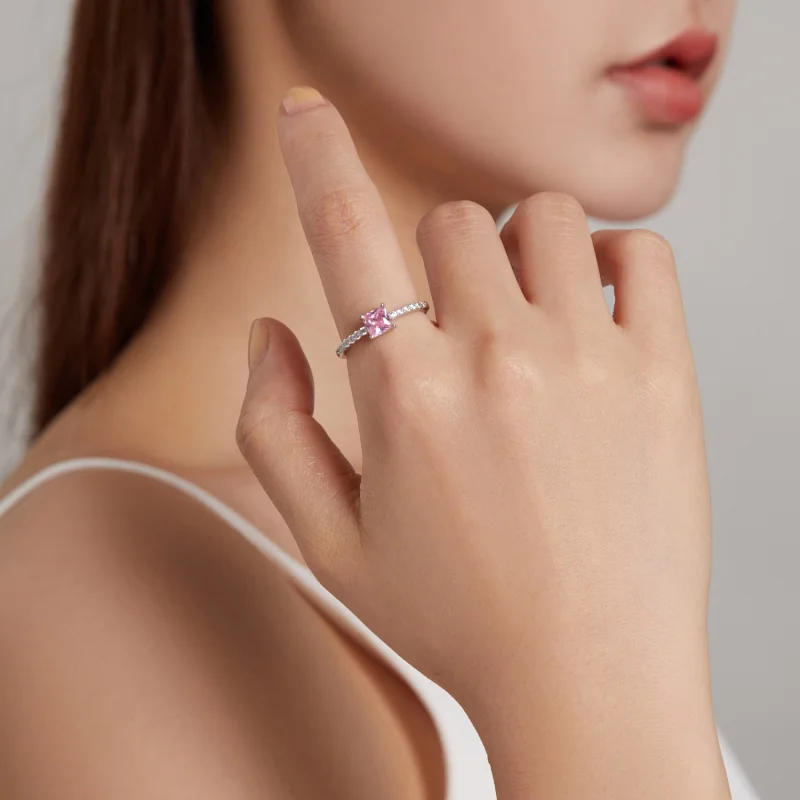 (Bild für) Quadratischer glitzernder Halo-Ring im Pandora-Stil - BSR191 - Ansicht 7