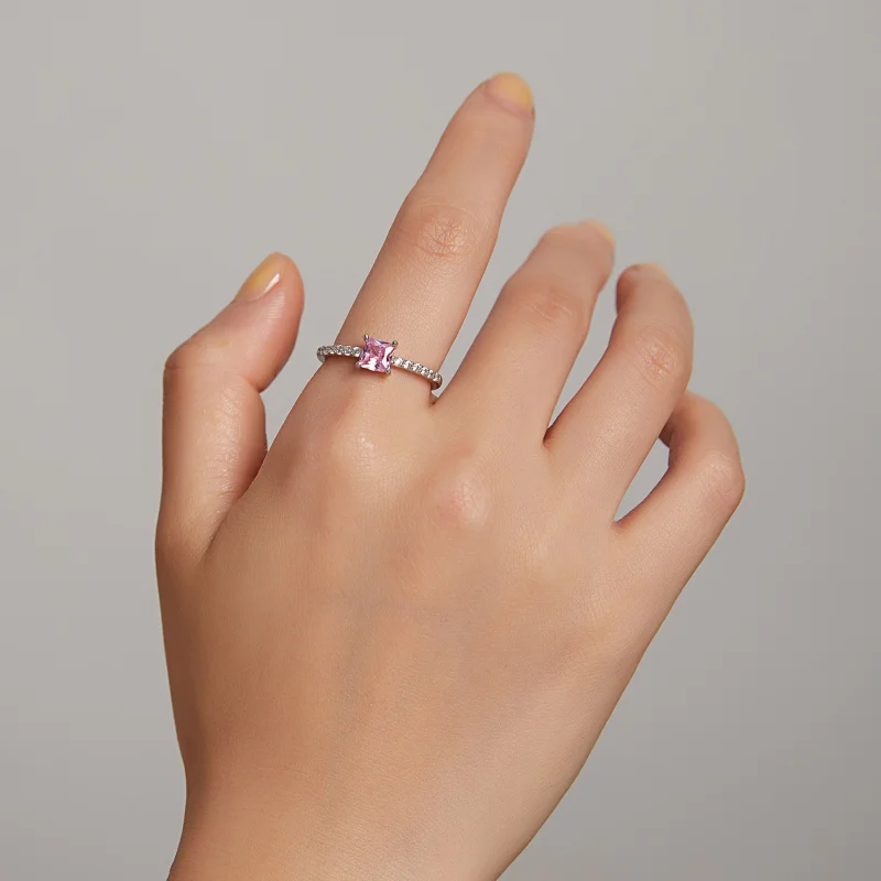 (Bild für) Quadratischer glitzernder Halo-Ring im Pandora-Stil - BSR191 - Ansicht 8