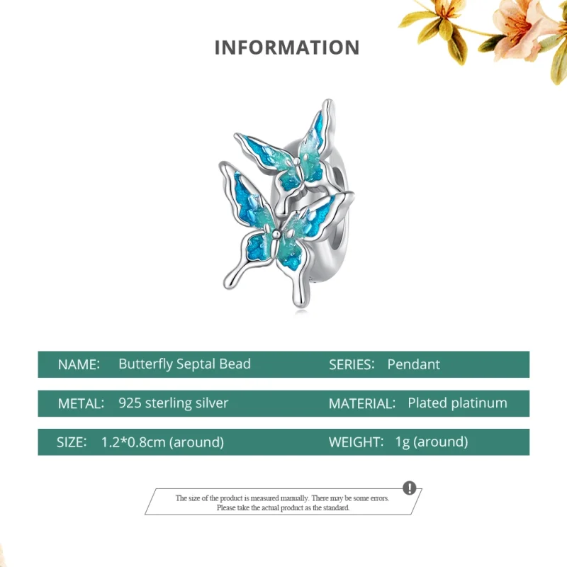 (Bild für) Spacer-Charm im Schmetterlingsstil im Pandora-Stil - BSC789 - Ansicht 6