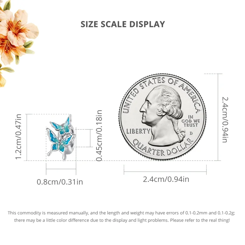 (Bild für) Spacer-Charm im Schmetterlingsstil im Pandora-Stil - BSC789 - Ansicht 7