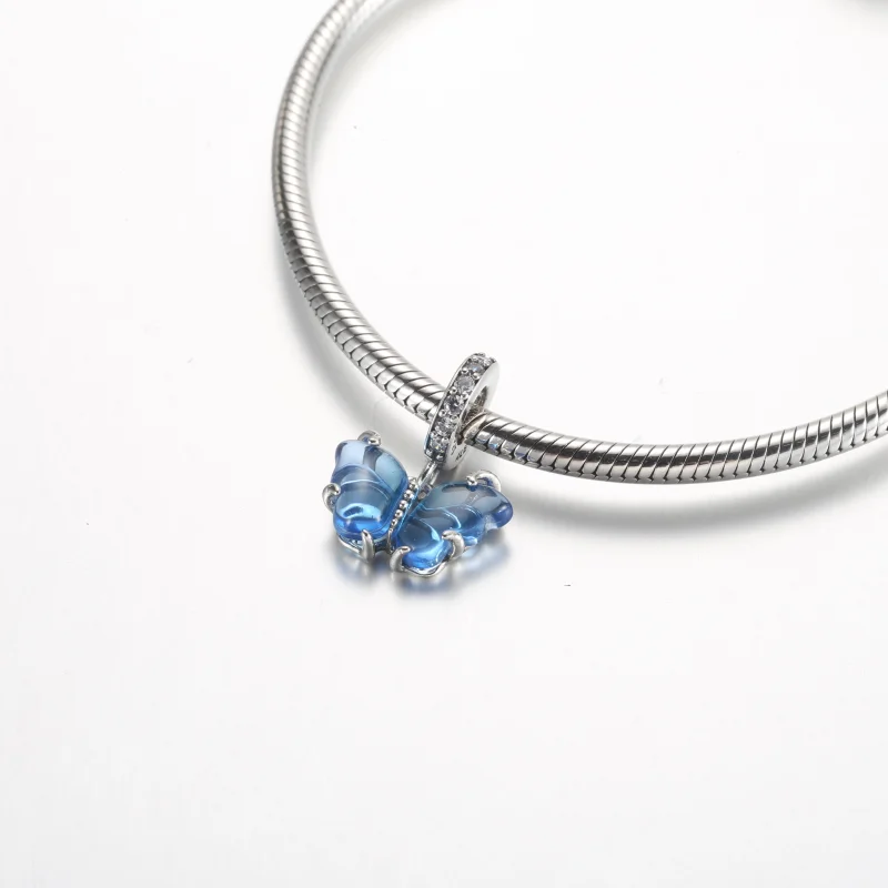 (Bild für) Pandora Blue Murano Glass Butterfly Anhänger - 792698C01 - Ansicht 4