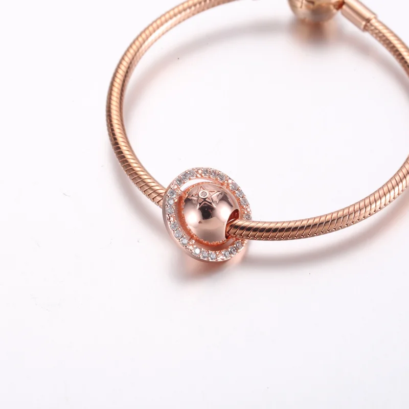 (Bild für) Pandora Saturn Planet 14k Roségold-platinierte Anhängerkette mit klaren Zirkonia - Ansicht 6