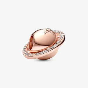 (Bild für) Pandora Saturn Planet 14k Roségold-platinierte Anhängerkette mit klaren Zirkonia - 782438C01