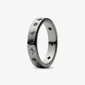 (Bild für) Pandora Stern Ring aus rutheniumbeschichtetem Material mit schwarzem Kristall - 142784c01