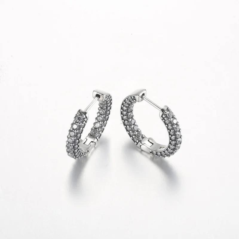 (Bild für) Pandora Timeless Pavé Einzelreihe Creole-Ohrringe - 292624C01 - Ansicht 4