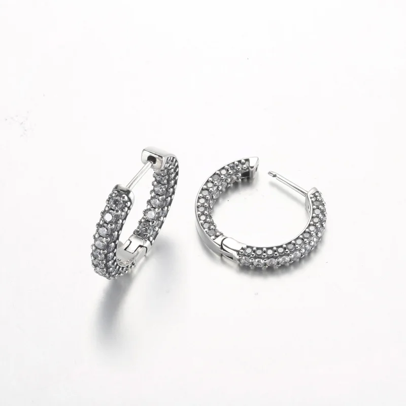 (Bild für) Pandora Timeless Pavé Einzelreihe Creole-Ohrringe - 292624C01 - Ansicht 5