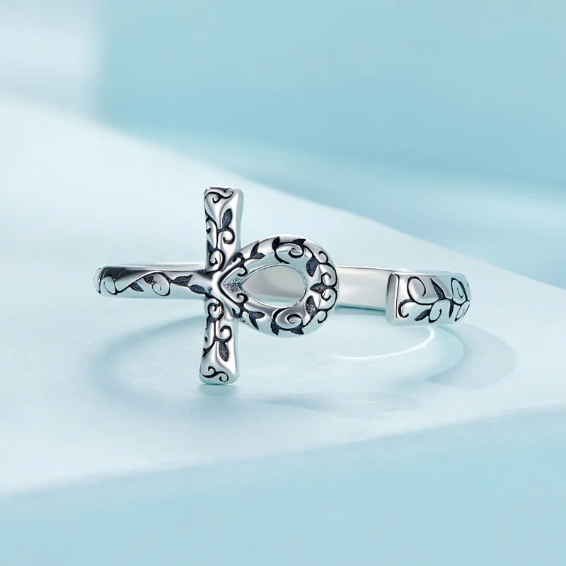 (Bild für) Pandora-Stil Ankh-Kreuz offener Ring - SCR972-E - Ansicht 3