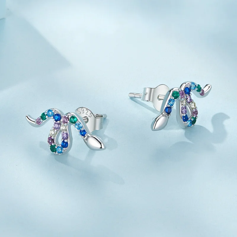(Bild für) Pandora-Stil Bunte Schlangen-Stecker Ohrringe - SCE1633 - Ansicht 3