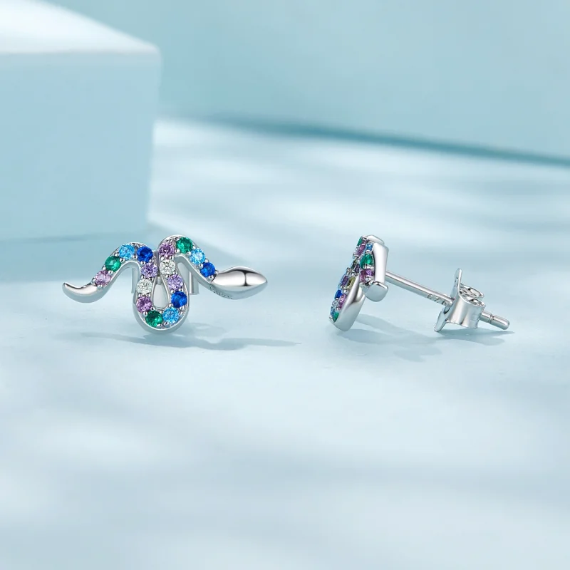 (Bild für) Pandora-Stil Bunte Schlangen-Stecker Ohrringe - SCE1633 - Ansicht 4