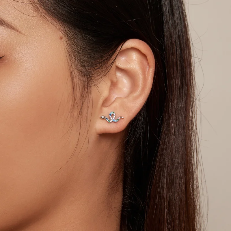 (Bild für) Pandora-Stil Bunte Schlangen-Stecker Ohrringe - SCE1633 - Ansicht 6
