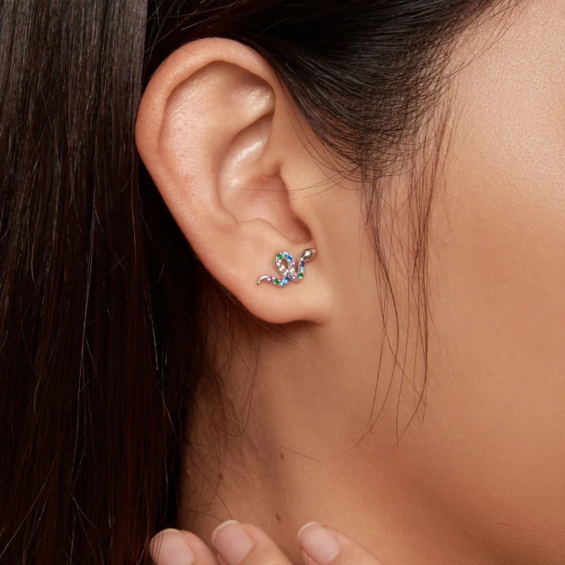(Bild für) Pandora-Stil Bunte Schlangen-Stecker Ohrringe - SCE1633 - Ansicht 7