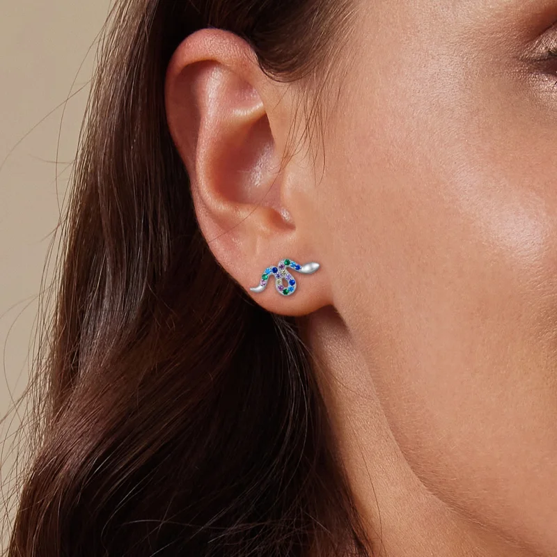 (Bild für) Pandora-Stil Bunte Schlangen-Stecker Ohrringe - SCE1633 - Ansicht 9