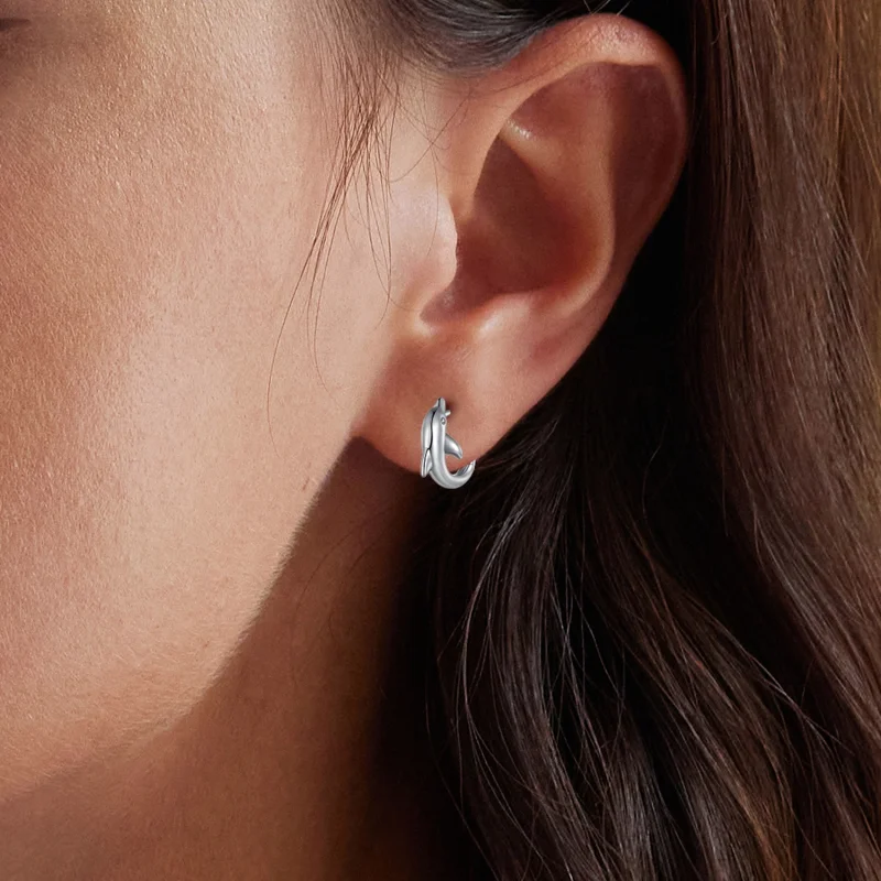 (Bild für) Pandora-Stil Delfin Creolen - BSE881 - Ansicht 10