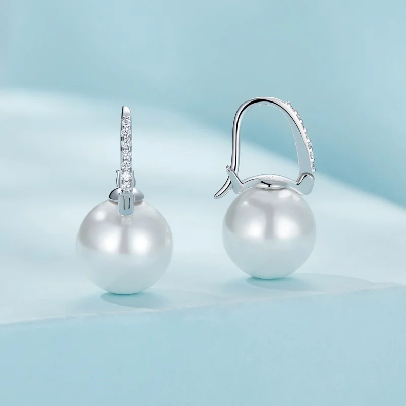 (Bild für) Pandora-Stil Einfache Muschelperlen-Kreiselohrringe - SCE1583 - Ansicht 2