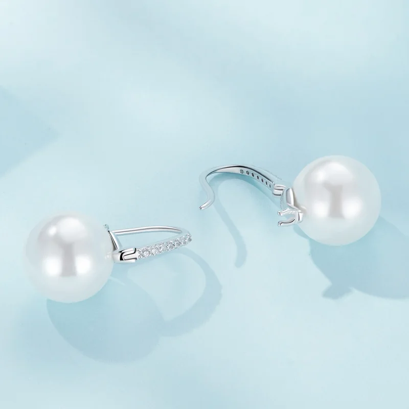 (Bild für) Pandora-Stil Einfache Muschelperlen-Kreiselohrringe - SCE1583 - Ansicht 3
