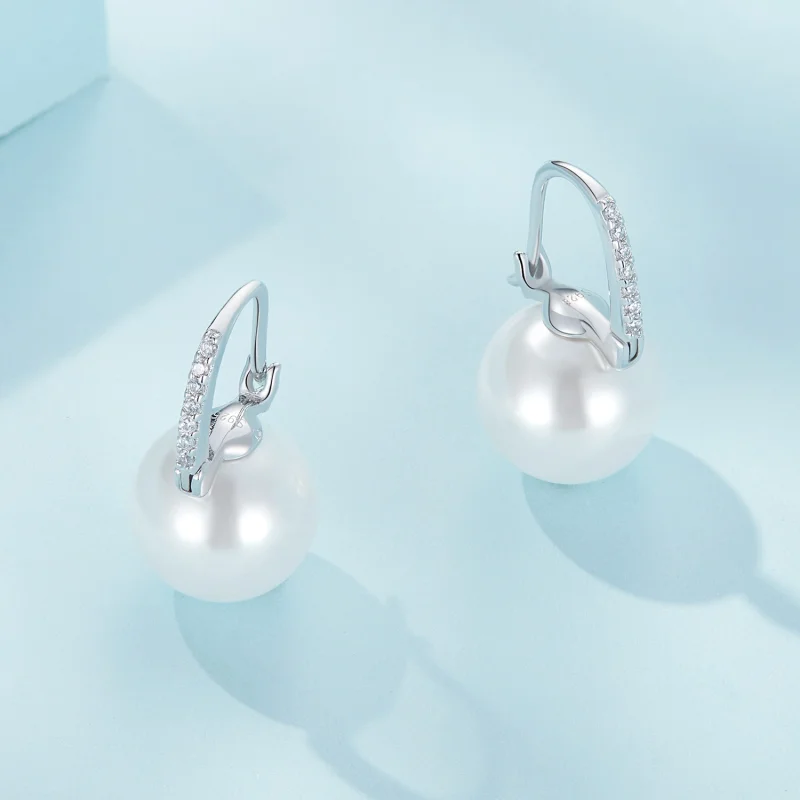 (Bild für) Pandora-Stil Einfache Muschelperlen-Kreiselohrringe - SCE1583 - Ansicht 4