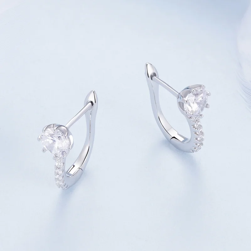 (Bild für) Pandora-Stil Einfache Zirkon-Reifohrringe - BSE856 - Ansicht 3