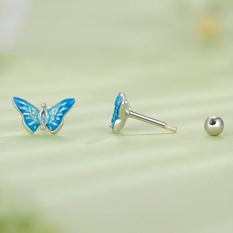 (Bild für) Pandora-Stil Exquisite Butterfly Stecker Ohrringe - SCE1571 - Ansicht 3