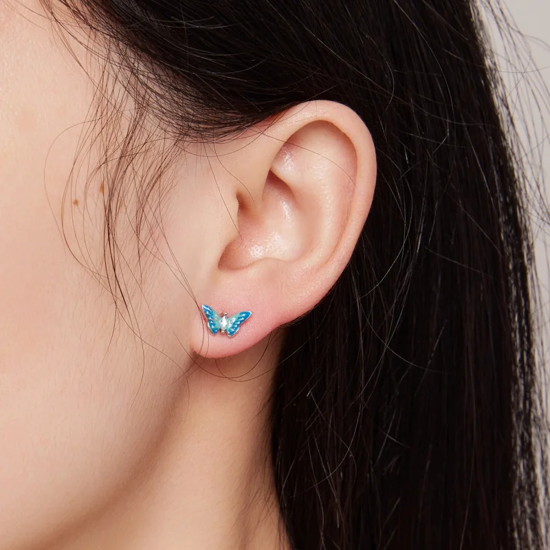 (Bild für) Pandora-Stil Exquisite Butterfly Stecker Ohrringe - SCE1571 - Ansicht 5