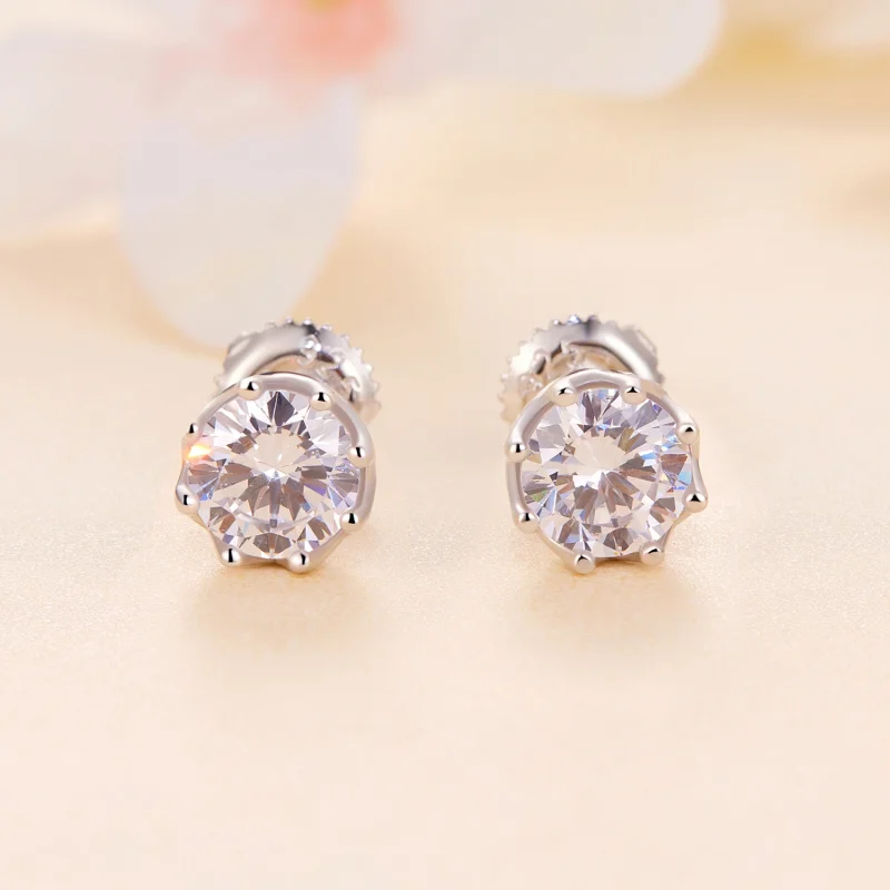 (Bild für) Pandora-Stil Exquisite Moissanit-Stecker Ohrringe (Zwei Zertifikate) - MSE016-S - Ansicht 2