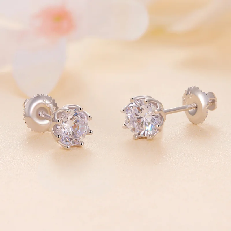 (Bild für) Pandora-Stil Exquisite Moissanit-Stecker Ohrringe (Zwei Zertifikate) - MSE016-S - Ansicht 4