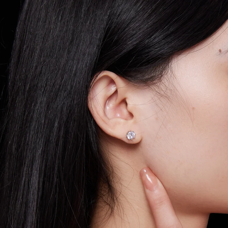 (Bild für) Pandora-Stil Exquisite Moissanit-Stecker Ohrringe (Zwei Zertifikate) - MSE016-S - Ansicht 5